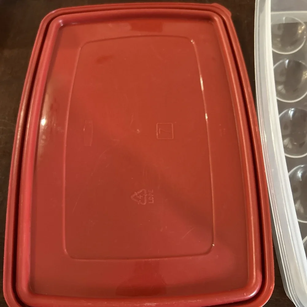 Rubbermaid Egg Keeper Food Storage Container, Clear/Red, 1 Count
